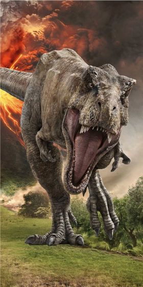 Dětská plážová osuška JURSKÝ SVĚT VOLCANO, zelená, froté, 70x140cm