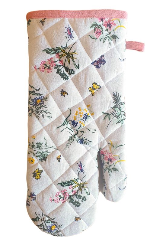 Kuchyňská chňapka QK-176, luční kvítí, bílo-růžová 35x18cm