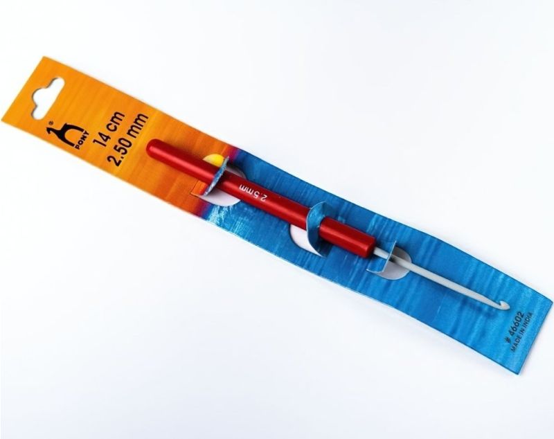 Háček na háčkování PONY, hliník / teflon s plastovou ručkou 46602, velikost 2,5mm, délka 14cm