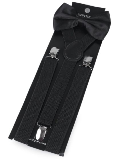 Dětská společenská chlapecká sada, motýlek a šle 650360/04, černá