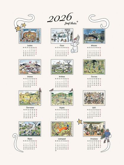 Textilní kalendář, utěrka JOSEF LADA 2026, smetanový, 50x70cm, bez hůlky