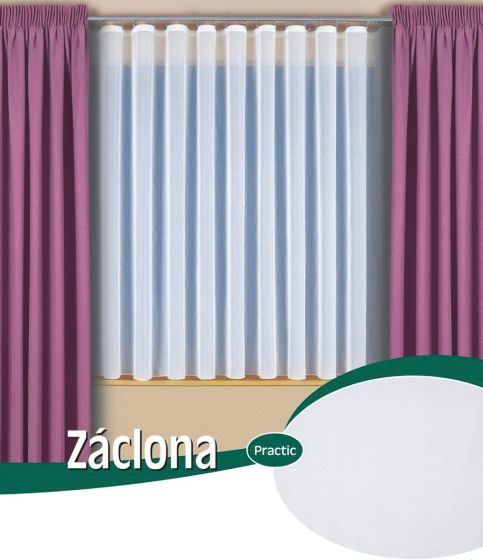 Kusová hotová záclona VOAL UNI 09021, s řasicí páskou a olůvkem, jednobarevná bílá (více rozměrů)