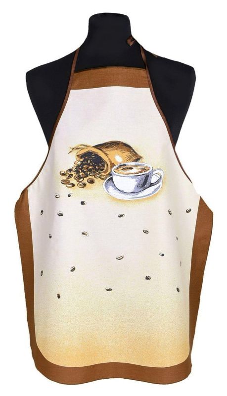 Kuchyňská zástěra KÁVA, hnědá, 63x80cm