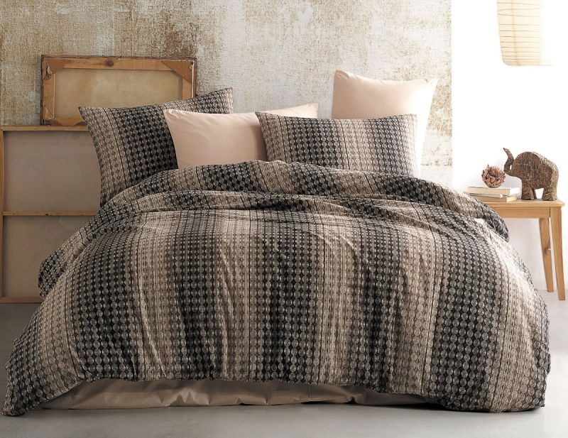 Povlečení OBERON HNĚDÉ, puntíkované, bavlna hladká, 140x200cm + 70x90cm 