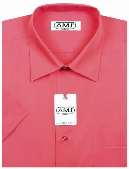 Pánská košile AMJ jednobarevná JK078, malinová, krátký rukáv