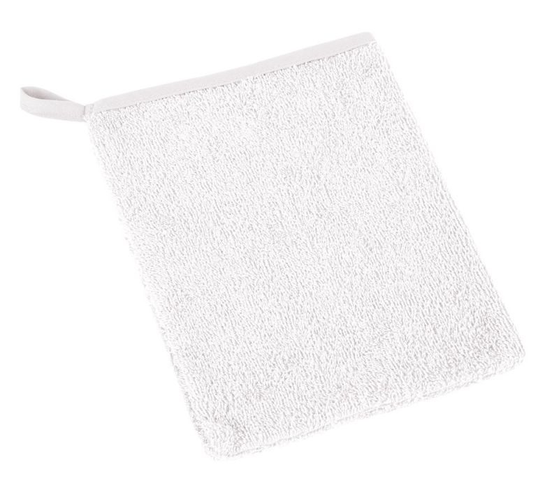 Koupelnová mycí žínka 23/01, bavlněné froté, jednobarevná bílá, 17x25cm