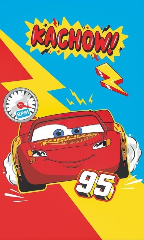 Dětský froté ručník CARS 3 GO BLESKU, modro-žluto-červený, 30x50cm