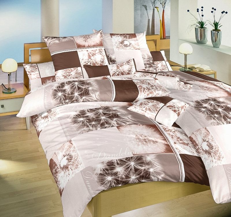 Povlečení PAMPELIŠKY 3D HNĚDÉ, pampelišky na velkém káru, krep, 140x200cm + 70x90cm