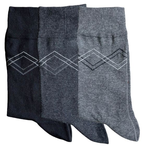 Ponožky zdravotní 3219423, černo- šedé mix, klasické, bez gumiček, pánské, 3 páry (více velikostí)
