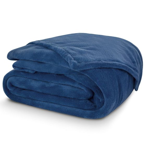 Deka z mikroplyše CORAL FLEECE jednobarevná UNI TMAVĚ MODRÁ, 150x200cm