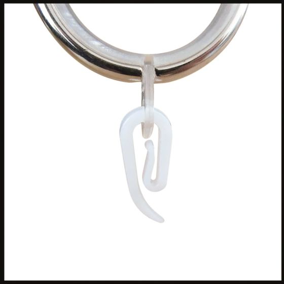 Háček na záclony šnek, bílý, velikost 10x28mm