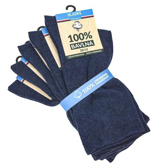 Ponožky zdravotní 91009, riflově modré, klasické, bez gumiček, unisex, 5 párů (více velikostí)