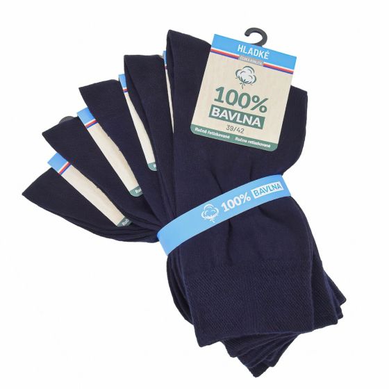 Ponožky zdravotní 91009, navy tmavě modré, klasické, bez gumiček, unisex, 5 párů (více velikostí)