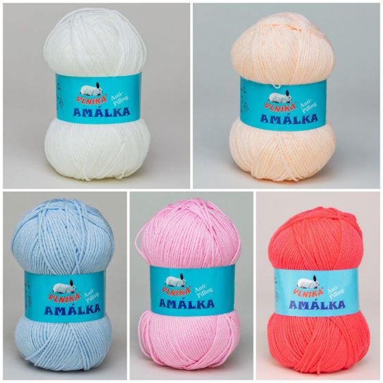 Pletací příze Vlnika AMÁLKA jednobarevna, klasická, antipillingová, 100g/250m