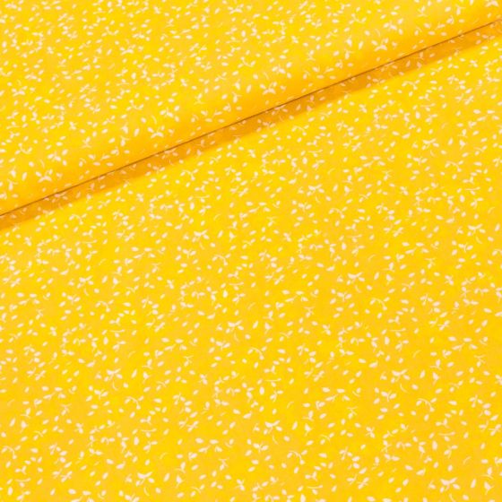 Bavlněné plátno 33540702/126, bílé lístečky na žluté, š.147cm (látka v metráži)