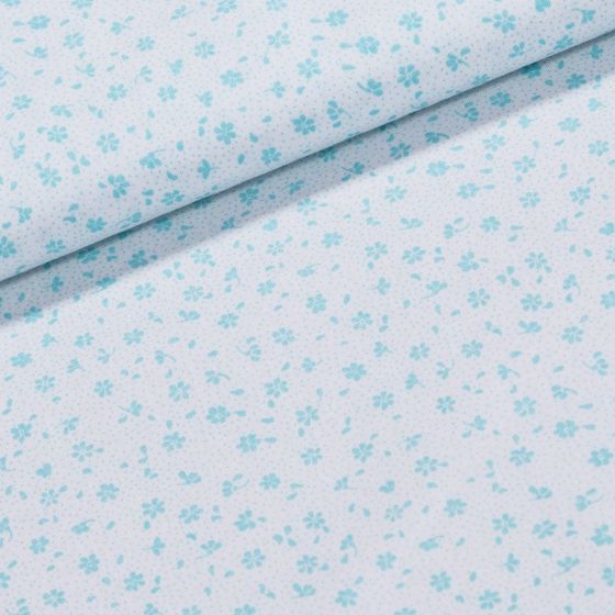 Bavlněné plátno Valerie VA003/05 tyrkysové květinky, š.160cm (látka v metráži)