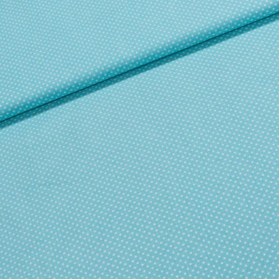Bavlněné plátno Jolana JO004/05 bílý puntík na tyrkysové 2 mm, š.150cm (látka v metráži)