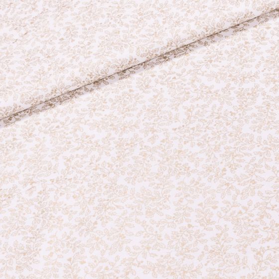 Bavlněné plátno vánoční 1575301-01, zlatá cesmína na smetanové, š.150cm (látka v metráži)