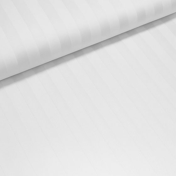 Bavlněný damašek SOLITUDE, 2 cm pruh – bílý, šířka 140 cm (látka v metráži)