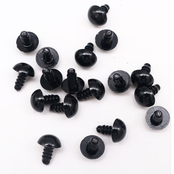 Bezpečnostní oči, jednobarevné černé, průměr 16mm