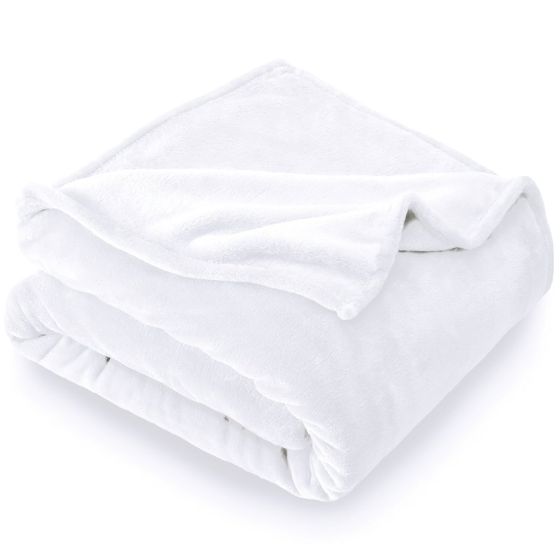 Deka z mikroplyše CORAL FLEECE jednobarevná UNI BÍLÁ, 150x200cm