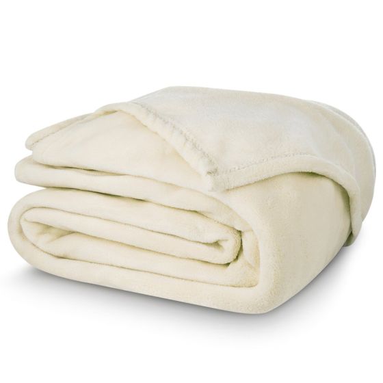 Deka z mikroplyše CORAL FLEECE jednobarevná UNI SMETANOVÁ, 150x200cm