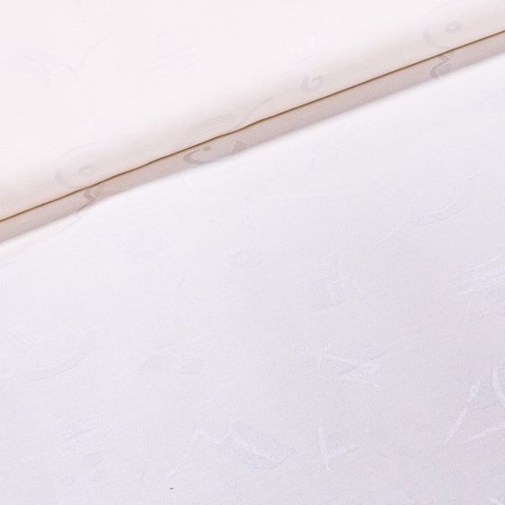 Dekorační látka / ubrusovina hieroglyfy, krémová, šířka 140cm (látka v metráži)