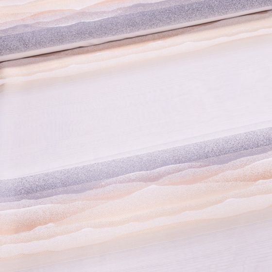 Dekorační závěs, béžovo šedý vzor v pruzích, šířka 140cm (látka v metráži)