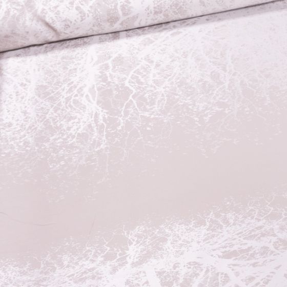 Dekorační závěs, lesklý vzor stromů v pruzích, béžová, šířka 140cm (látka v metráži)