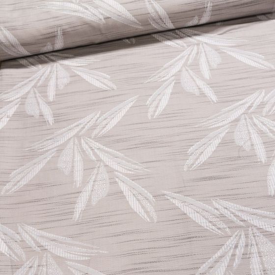 Dekorační závěs PALLAS 03, žakár, listy na béžové, šířka 150cm (látka v metráži)