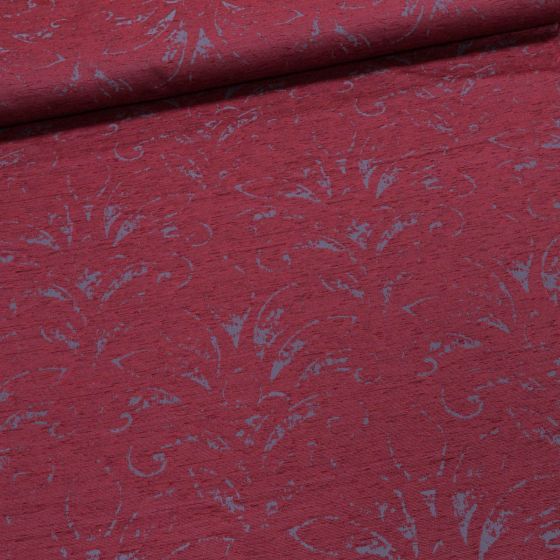 Dekorační závěs, šedý vzor na vínové, šířka 140cm (látka v metráži)