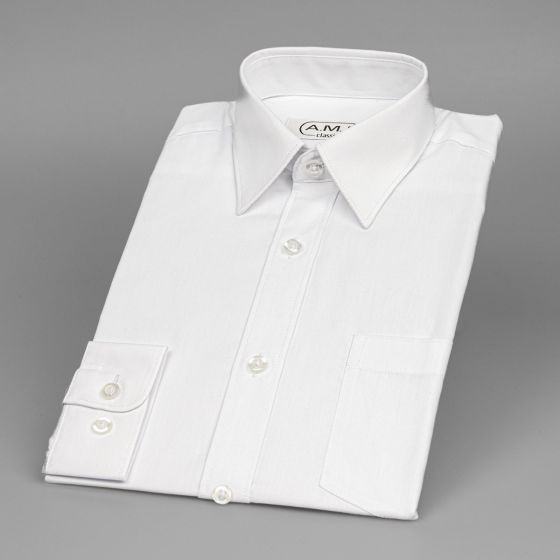 Dětská chlapecká košile AMJ jednobarevná JDC018, bílá, dlouhý rukáv