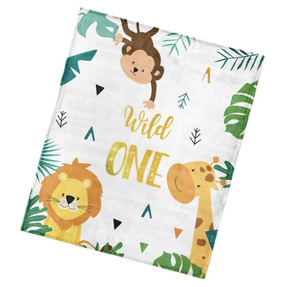 Dětská deka z mikrovlákna (coral fleece) MALÝ SAFARI, bílá, 110x140cm