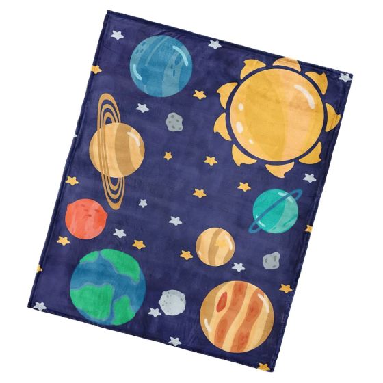 Dětská deka z mikrovlákna (coral fleece) VESMÍRNÉ DOBRODRUŽSTVÍ, modrá, 130x160cm