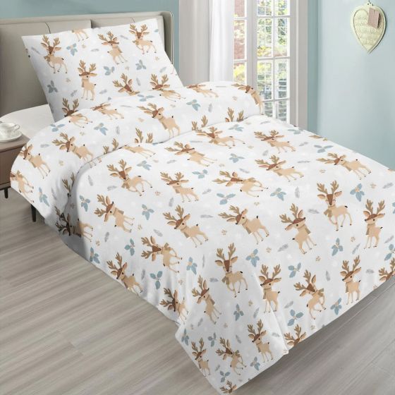 Dětské povlečení ELLIOT, malí sobi, krémové, mikroflanel, 140x200cm + 70x90cm