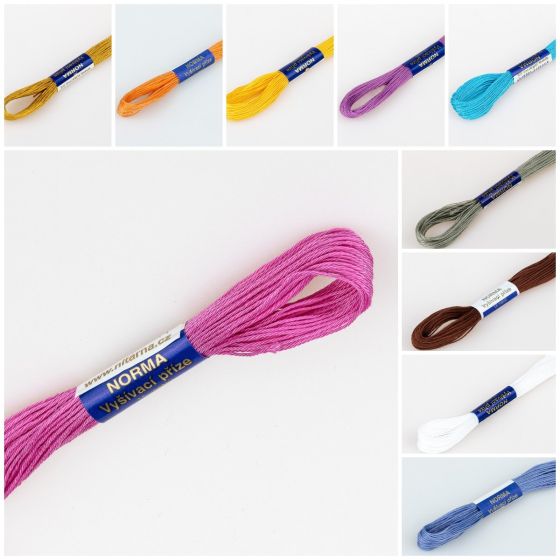 Vyšívací příze NORMA / BAVLNKA jednobarevná, 1,5g/15m