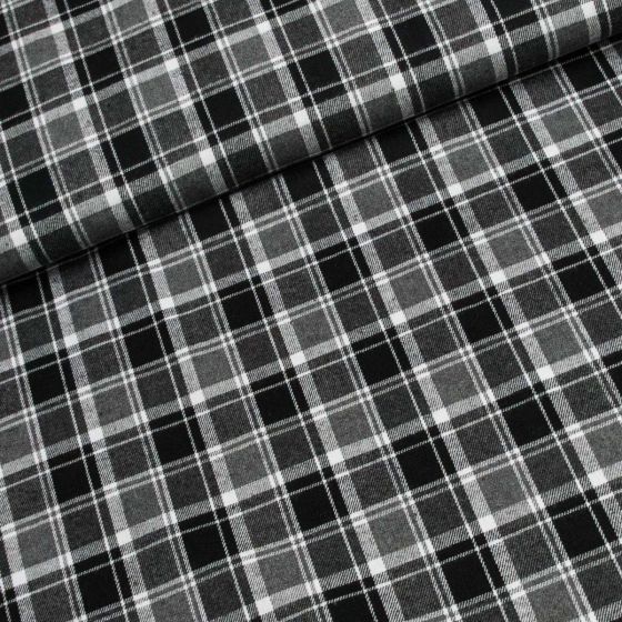 Flanel tkaný / barchet, oboustranný 17, šedé káro, š.150cm (látka v metráži)