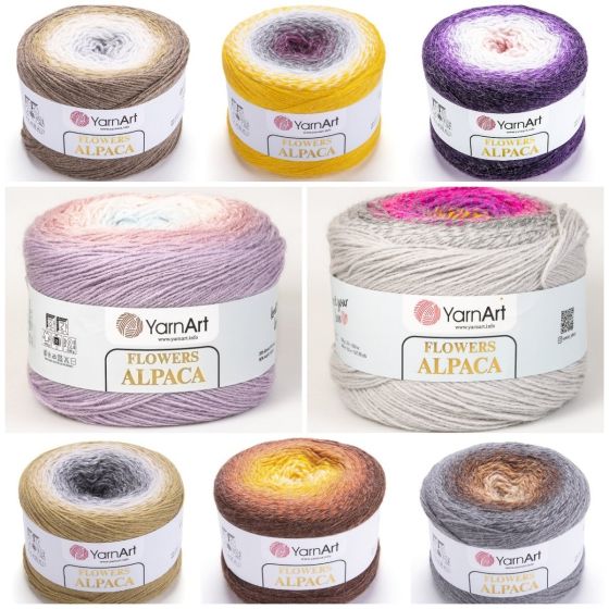 Pletací / háčkovací příze YarnArt FLOWERS ALPACA, melírovaná (duhová), 250g/940m
