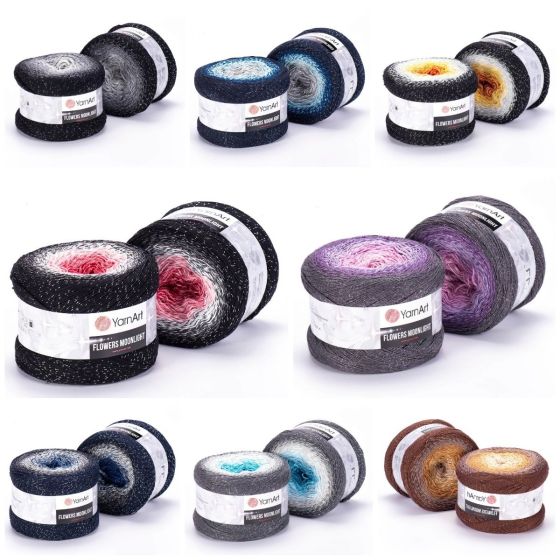 Pletací / háčkovací příze YarnArt FLOWERS MOONLIGHT melírovaná (duhová), metalické vlákno, 260g/1000m