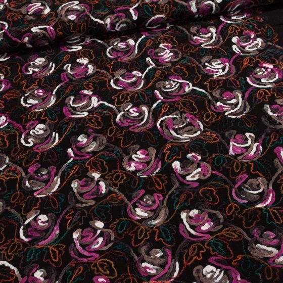 Kabátovina 8785, růžový vzor, š.150cm (látka v metráži)