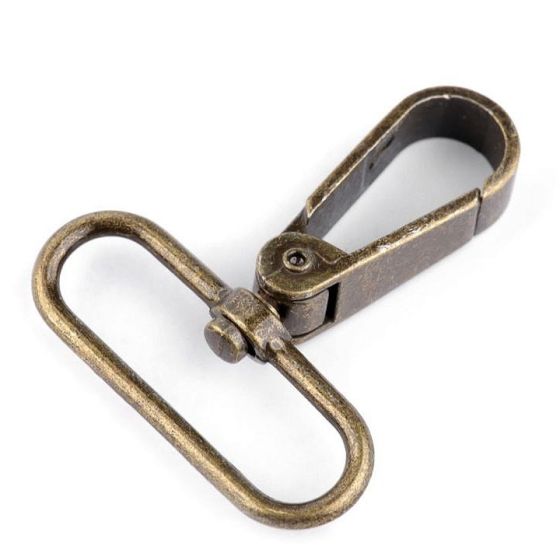 Karabina kovová, s průvlekem 060995-2 staromosaz, průvlek 39mm