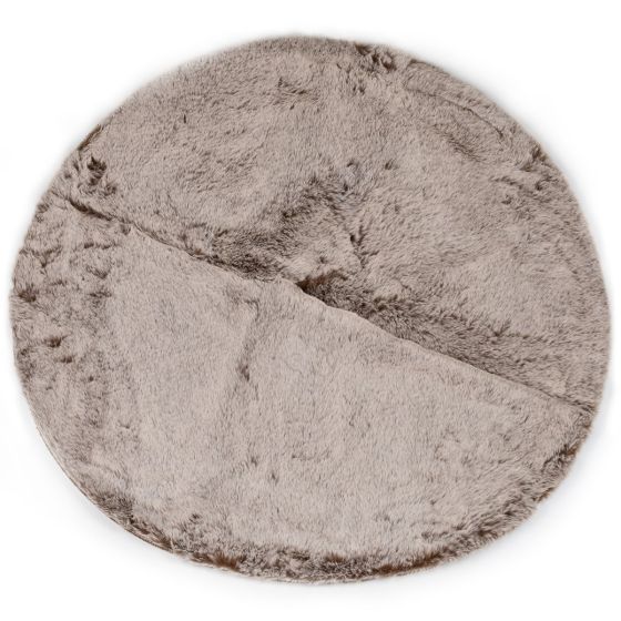 Koberec / kožešinová předložka CHLUP kulatá, béžová, průměr 90cm