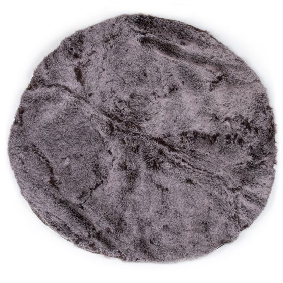 Koberec / kožešinová předložka CHLUP kulatá, hnědá, průměr 90cm