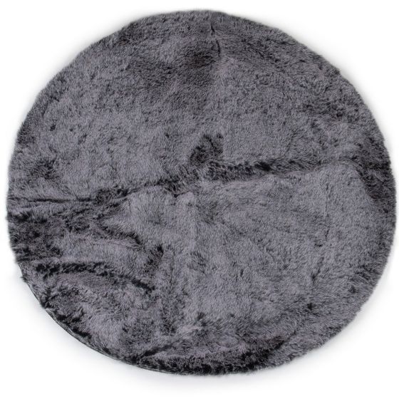 Koberec / kožešinová předložka CHLUP kulatá, šedomodrá, průměr 90cm