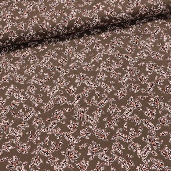 Košilovina / bavlněná 8869-009 kašmírový vzor na tmavě béžové, š.145cm (látka v metráži)