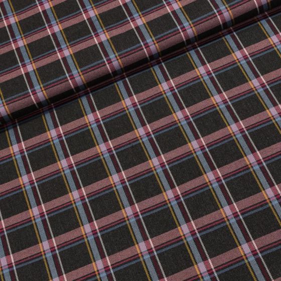 Kostýmovka / šatovka 3036.047 káro, šedo-růžová, š.145cm (látka v metráži)