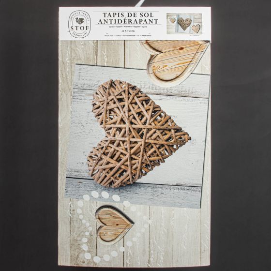 Koupelnová předložka mikrovlákno CHARMING, proutěné srdce, béžová, 45x75cm