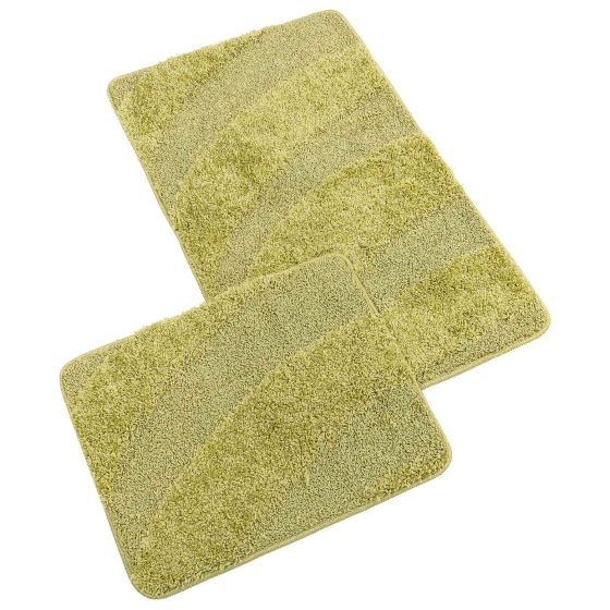 Koupelnová souprava s vlasem MICRO BANY SILVER ZELENÁ, 100x60cm (předložka) + 60x50cm (na WC)