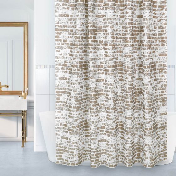 Koupelnový závěs HNĚDÁ ZEĎ, 180x200cm