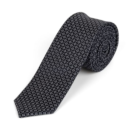 Kravata pánská AMJ úzká vzorovaná KI1096, černá